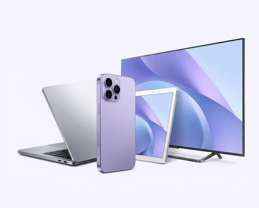Phone, laptop, tablet and TV